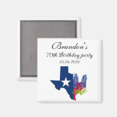 Aimant 70e anniversaire Bluebonnets Texas floral (Recto/Verso)