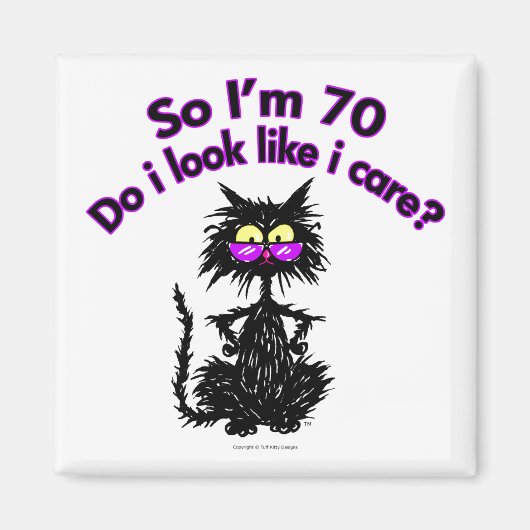 Aimant 70e anniversaire Cadeaux de chats (Devant)