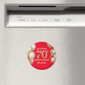 Aimant 70e Anniversaire de Ballons Rouge et Or (In Situ (Lave-vaisselle))