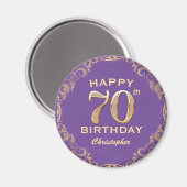 Aimant 70e anniversaire de la Parties scintillant violet  (Recto/Verso)
