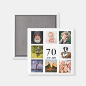 Aimant 70e anniversaire fête photo collage mec (Recto/Verso)