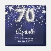 Aimant 70e anniversaire marine bleu argent étoiles (Devant)