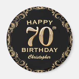 Aimant 70e anniversaire Parties scintillant noir et or ca