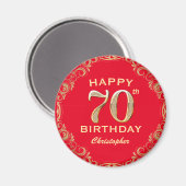 Aimant 70e anniversaire Parties scintillant rouge et or (Recto/Verso)