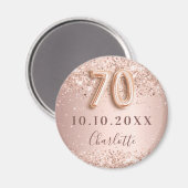 Aimant 70e anniversaire rose or blush enregistrer la date (Recto/Verso)