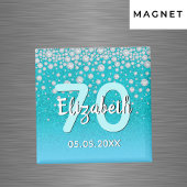 Aimant 70e anniversaire turquoise bleu parties scintillan