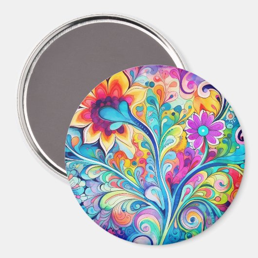 Aimant 70s 60s Psychedelic Hippy Retro Hip (Recto/Verso)