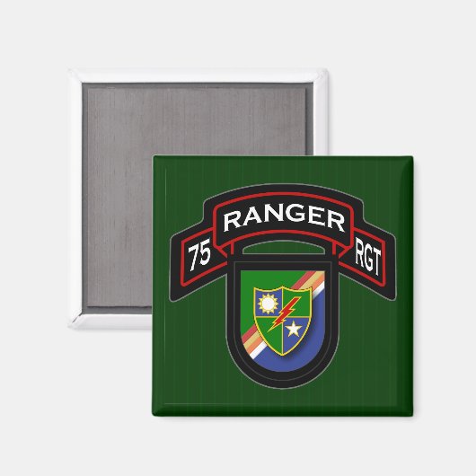 Aimant 75th Ranger Rgt - scroll & flash (Recto/Verso)
