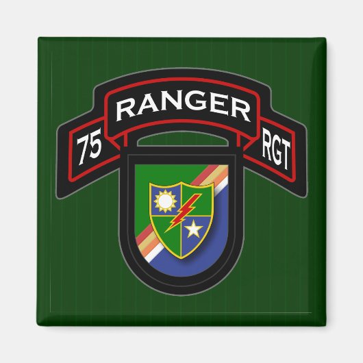 Aimant 75th Ranger Rgt - scroll & flash (Devant)