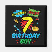 Aimant 7 Birthday Boy Comic Cool 7th Bday Superhero Party (Devant)