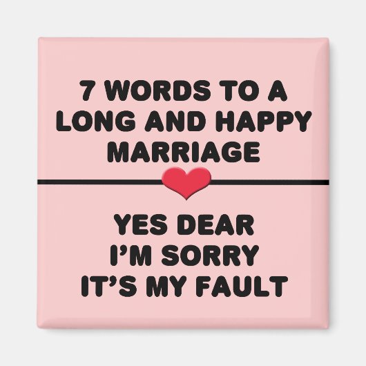 Aimant 7 Mots Pour Un Mariage Long Et Heureux (Devant)