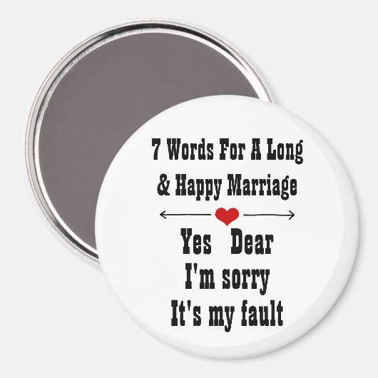 Aimant 7 Mots Pour Un Mariage Long Et Heureux (Recto/Verso)