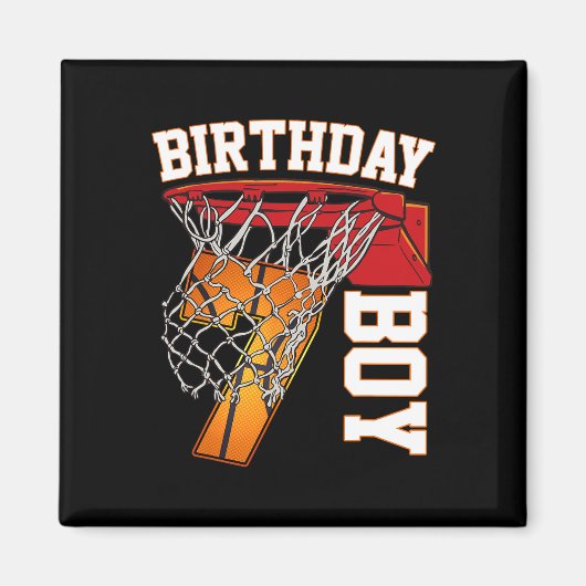Aimant 7e anniversaire Boy Basketball 7 ans Thème Playe (Devant)