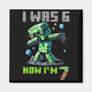 Aimant 7e anniversaire j'ai 6 maintenant j'ai 7 pixel dab