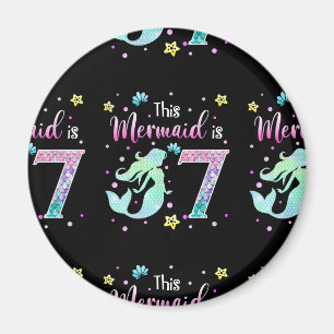 Aimant 7e anniversaire Mermaid cadeau pour fille Mermaid