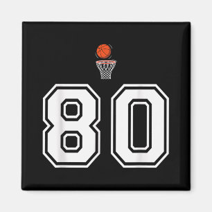 Aimant 80 Nombre Style Basketball Blanc Vintage