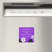 Aimant 85e anniversaire Enregistrer la date Purple Floral (In Situ (Lave-vaisselle))