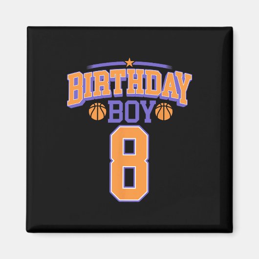 Aimant 8 Anniversaire Boy Basketball Lover 8 Anniversaire (Devant)
