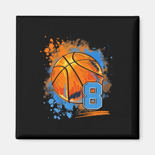Aimant 8 ans 8e anniversaire Basketball (Devant)