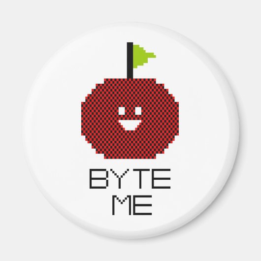Aimant 8 Bits Byte Me Cute Apple Pixel Art (Devant)