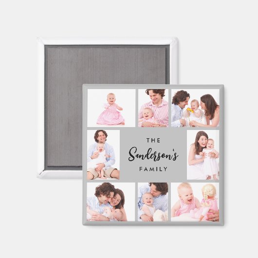 Aimant 8 Sections Family Photo in Gray Frame (Recto/Verso)
