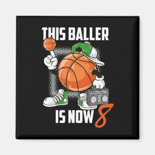 Aimant 8e anniversaire Bysketbyll Joueur amusant 8 ans en