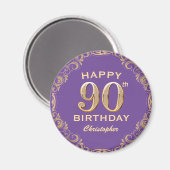 Aimant 90e anniversaire de la Parties scintillant violet  (Recto/Verso)