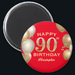 Aimant 90e Anniversaire des Ballons rouges et or<br><div class="desc">90e Anniversaire Party Ballons rouges et or et Aimant Confetti. Pour plus de personnalisation,  cliquez sur le bouton "Customiser" et utilisez notre outil de conception pour modifier ce modèle.</div>