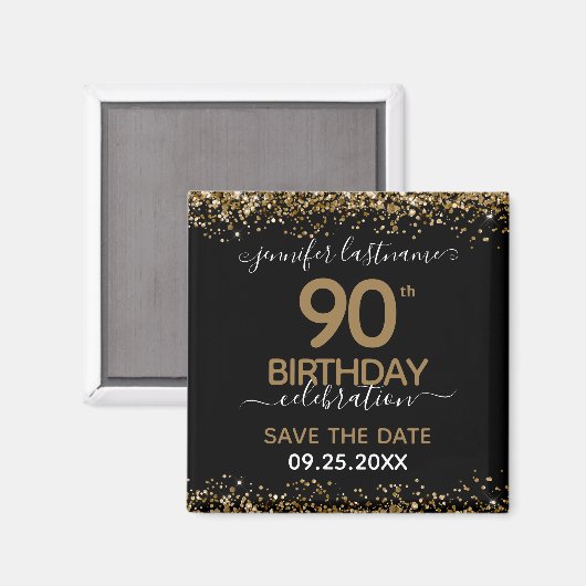 Aimant 90e anniversaire Enregistrer la date (Recto/Verso)