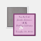 Aimant 90e anniversaire Enregistrer la date Pink Floral M (Recto/Verso)