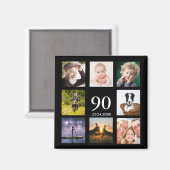 Aimant 90e anniversaire fête photo collage mec noir (Recto/Verso)