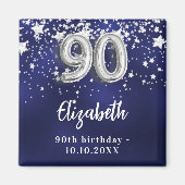 Aimant 90e anniversaire marine bleu argent étoiles (Devant)