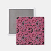Aimant 90s Retro Rose Girly Punk (Recto/Verso)