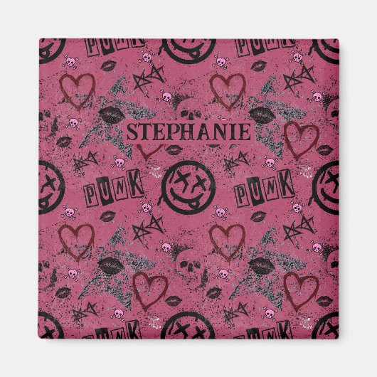 Aimant 90s Retro Rose Girly Punk (Devant)