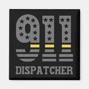 Aimant 911 Dispatcher USA Drapeau mince ligne jaune Urgen