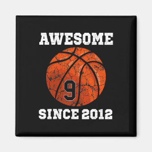 Aimant 9e anniversaire Basketball Lover cadeau 9 ans Vin
