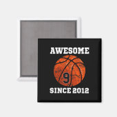 Aimant 9e anniversaire Basketball Lover cadeau 9 ans Vin (Recto/Verso)