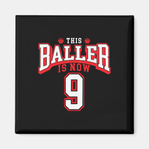 Aimant 9e anniversaire de basket-ball Lover 9 ans Anniver