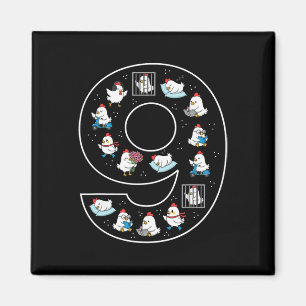 Aimant 9e anniversaire Garçons Filles Agriculteur Poulet