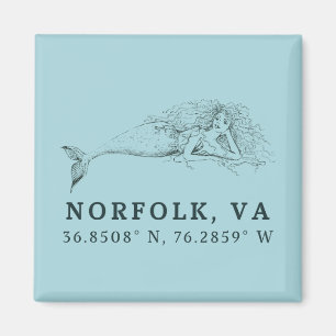 Aimant à bouton de sirène - Coordonnées de Norfolk