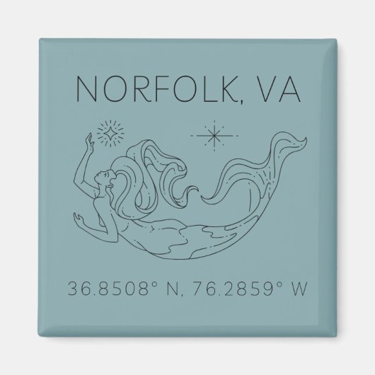 Aimant à bouton de sirène - Coordonnées de Norfolk (Devant)
