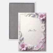 Aimant à cadre floral rose (Recto/Verso)