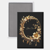 Aimant à cadre orné de fleurs dorées (Recto/Verso)