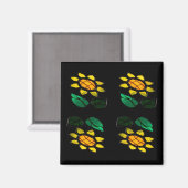 Aimant à Carré en verre à 4 Fleurs (Recto/Verso)