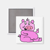 Aimant à cochon de dessin rose (Recto/Verso)