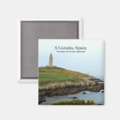 Aimant A Coruña, Espagne - Le phare de la tour d'Hercule (Recto/Verso)