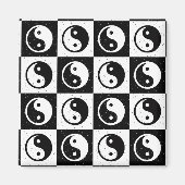 Aimant À damiers blanc noir Yin-yang Zen Block Imprimer (Devant)