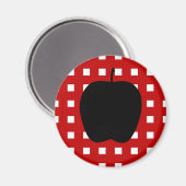 Aimant À damiers rouge avec silhouette Apple (Recto/Verso)