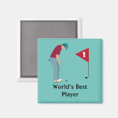 Aimant à découper de Golfeur carré (Recto/Verso)
