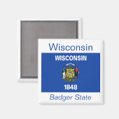 Aimant à drapeau du Wisconsin (Recto/Verso)